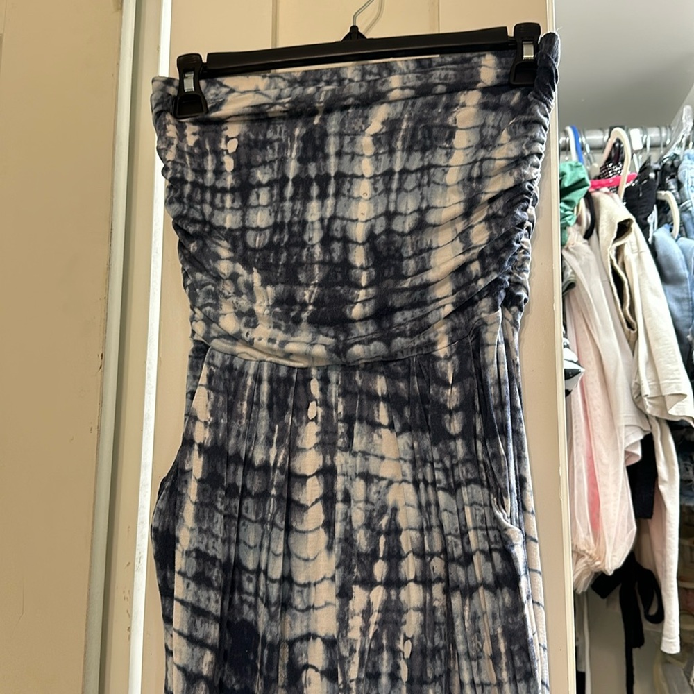 Tie dye strapless jumpsuit